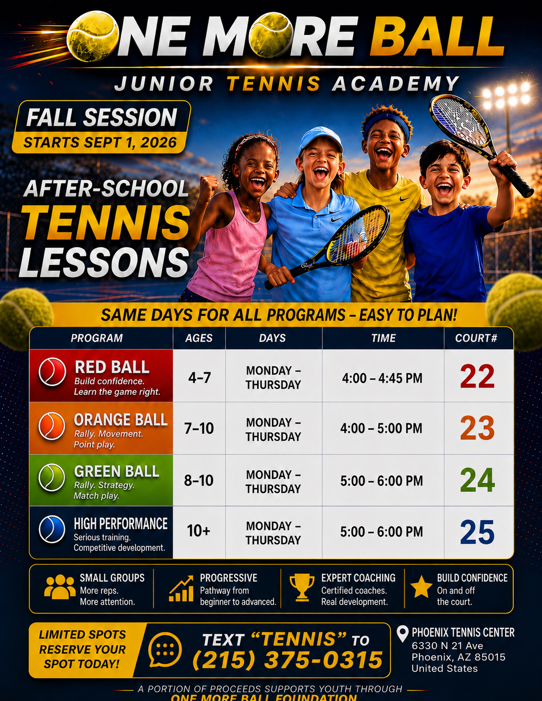 After-School Tennis Academy (Fall 2026 Enrollment)