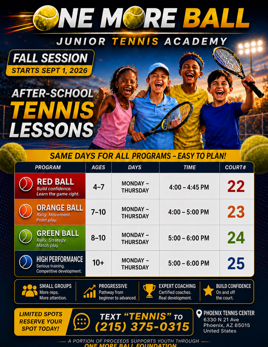After-School Tennis Academy (Fall 2026 Enrollment)